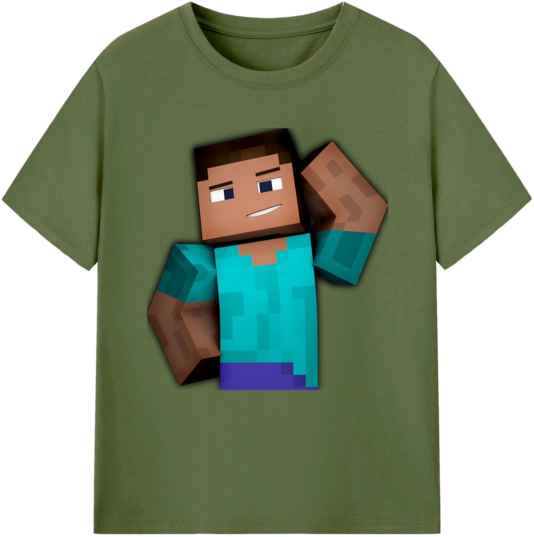 （画像用） マインクラフト ブロックの世界 Minecraft MC Block world 綿100％半袖Tシャツ（フロントプリント）